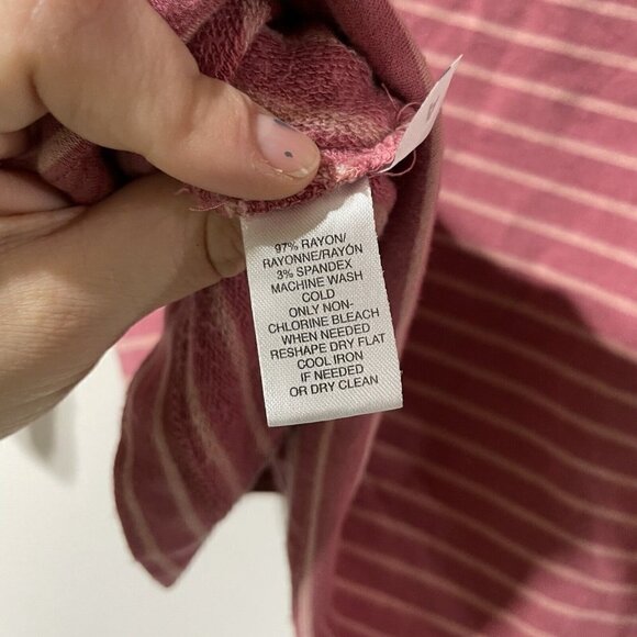Lou & Grey Signaturesoft Cowl Neck Pink Striped Sweatshirt Size Medium - Picture 5 of 8